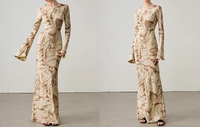 Robe longue en mousseline de polyester/coton, coupe diagonale ample, unie, à manches longues, style modeste, printemps-automne, luxe léger