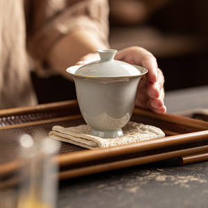 Chinese Antique-Style Glazed Gaiwan Porcelain With Lid Kung Fu <b>Tea</b> <b>Set</b> Serving Bowl Afternoon <b>Tea</b> - Product Image 1