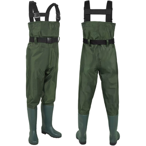 Chất lượng cao bootfoot ngực wader 2-ply Nylon/PVC không thấm nước câu cá săn bắn <span class=keywords><strong>waders</strong></span> với móc áo khởi động có thể điều chỉnh vành đai cho Unisex - Product Image 1