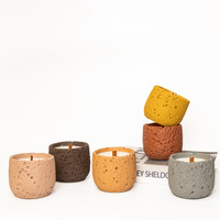 Diffuseur de parfum artisanal en forme de tasse à bougie, pierre sans flamme, récipient coloré en béton pour bougie