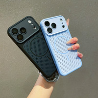 Coque de protection respirante en nid d'abeille pour iPhone 17 Pro Max, étui magnétique bicolore, protection intégrale avec film de protection pour objectif pour iPhone