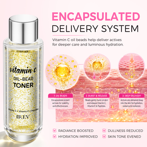 Tónico Facial en Perlas de Aceite con Vitamina C de Marca Privada OEM 100ML con Vitamina E y Péptidos para Recuperación, Iluminación, Hidratación y Piel Suave - Product Image 3
