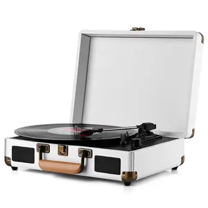 2024 Perfektes Design Vintage Plattenspieler 3 Geschwindigkeiten Koffer retro Vinyl Record Player 33 45 78 RPM mit BT&USB Grammophon