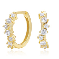 Boucles d'oreilles créoles Gemnel Fine Tendance en argent sterling 925 avec diamants sertis griffe, accessoires quotidiens