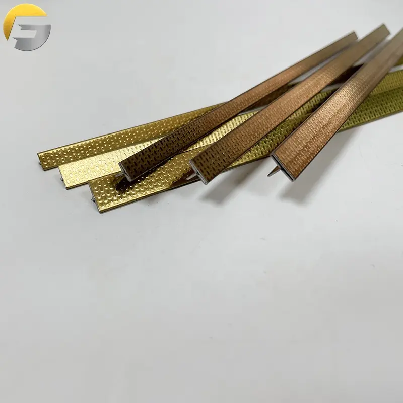 ZB0019 строительный материал 304 розовое золото тиснение T-профиль декоративная металлическая отделка стен золотая металлическая полоса