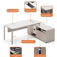 Ensemble de bureau et de chaise de direction moderne, table de direction de luxe avec finition en bois grainé pour projet d'entreprise