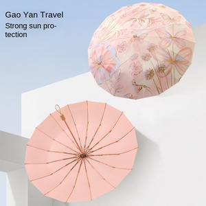 Sombrilla Plegable de Alta Gama para Mujer, de 16 Varillas, Doble, Resistente al Viento, Protección UV, Impermeable, de Doble Uso - Product Image 3