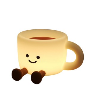 Lámpara de Noche LED Táctil con Forma de Taza de Café, Lámpara de Noche de Silicona con Cambio de Color RGB y Regulable, Recargable Tipo C - Product Image 1