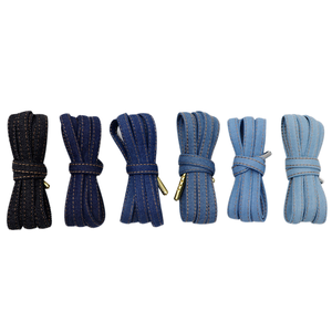 Lacets plats en PU de 8 mm, style denim épais, personnalisables, motif uni, pour baskets, bottes et chaussures – Coolstring Company - Product Image 1