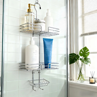 Étagère de rangement suspendue à 3 niveaux DaS en acier inoxydable antirouille pour douche, avec porte-savon, idéale pour dortoir