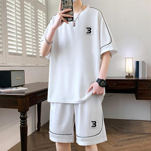 Factory High Quality Custom Summer Men's Casual Loose Short Sleeved Shorts Set Casual Two-Piece <strong>T</strong>-<strong>Shirt</strong> Set - Product Image 1