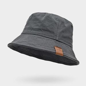 OEM diseño de su logotipo personalizado lienzo cubo sombrero al por mayor parche de cuero Unisex liso Vintage gorra de pescador - Product Image 5