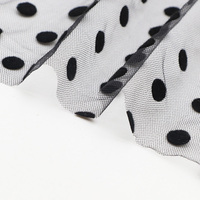 Tissu en Tulle floqué à pois pour femmes, 100% Polyester noir, tissu en maille pour robe