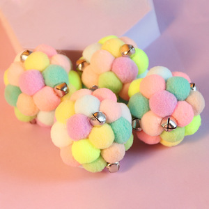<b>Cat</b> Pom-Pom Ball With Bell Boredom Buster <b>Interactive</b> <b>Toy</b> For <b>Cats</b> Pet Plaything - Product Image 3