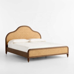 Cabecera Arqueada Moderna de Lujo para Cama King Size, Estructura de Madera Sólida con Inserciones de Mimbre, para Proyectos de Hoteles y Villas, Fabricante OEM/ODM - Product Image 1