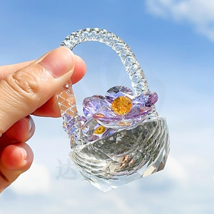 Panier à fleurs en verre cristal, petite décoration de bureau pour la maison, collection de cadeaux - Product Image 1