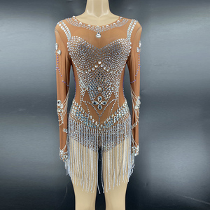 Abito estivo Novance Y2160 2022 gli artisti di danza con nappe di cristallo vestono costumi di scena da discoteca a maniche lunghe per cantanti - Product Image 6