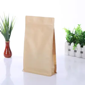 Doypack-bolsas de papel Kraft con cierre de cremallera, respetuosas con el medio ambiente, color marrón y blanco, embalaje para Pasta y fideos
