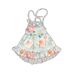 Neuankömmling Blumen druck Neuankömmling Kinder Mädchen Boutique Krawatte Halfter Blumen kleid <span class=keywords><strong>2</strong></span>-8 Jahre alt Anpassbar - Product Image 6