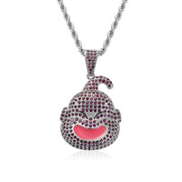 BESDZ0179 Dragon Ball Personnage Fat Buu Personnage principal Pendentif Avatar Collier tendance Marque Hip Hop Chaîne en corde entièrement sertie de zircon