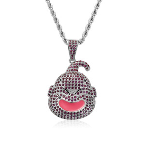 BESDZ0179 Dragon Ball Personnage Fat Buu Personnage principal Pendentif Avatar Collier tendance Marque Hip Hop Chaîne en corde entièrement sertie de zircon - Product Image 4