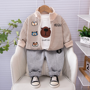Stripe cartoon 3 pièces <span class=keywords><strong>gymnastique</strong></span> automne ensembles de vêtements pour garçons <span class=keywords><strong>1</strong></span> <span class=keywords><strong>an</strong></span> - Product Image 4