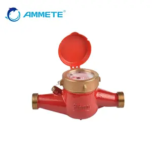 Pengukur air panas DN25 pengukur Air besi cor atau bodi kuningan untuk penggunaan rumah tangga multi jet mekanik