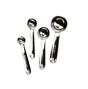 Juego de 4 Cucharas Medidoras de Acero Inoxidable para Repostería: 1/2 Cucharadita, 1 Cucharadita, 1 Cucharada, 1 Cucharón - Product Image 1