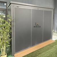 Cuisine extérieure modulaire en acier inoxydable 304 avec fenêtre en verre trempé, barbecue à gaz, éclairage LED, évier en résine et espace repas