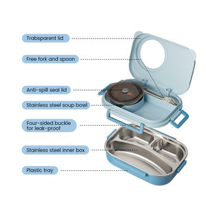 Everich Boîte à bento 1200ML avec logo personnalisé Boîte à lunch pour adultes avec bol à soupe, cloison et fourchette et cuillère gratuites pour adultes hommes femmes - Product Image 3