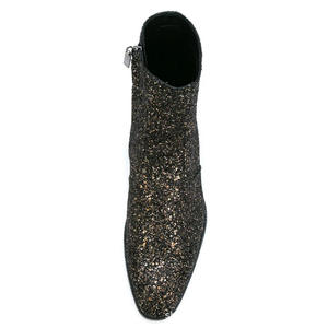 Bottes <span class=keywords><strong>Chelsea</strong></span> Homme Show Personnalité <span class=keywords><strong>Chelsea</strong></span> Bottes Hommes Fermeture Éclair Pointue Brillant Paillettes En Cuir Véritable <span class=keywords><strong>Chelsea</strong></span> Bottes - Product Image 4