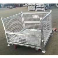 Cage de chariot élévateur pliable en acier robuste avec roues, conception de maille personnalisée, capacité de 1500 kg pour le stockage empilable