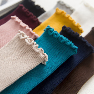 Bonypony – <span class=keywords><strong>chaussettes</strong></span> longues et amples pour femmes, couleur unique colorée, Style côtelé, en coton, à volants - Product Image 3