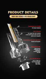 Lampadine personalizzate ad alta potenza 65W trasparenti per fari 12000 lumen H7 lampadine a Led per <span class=keywords><strong>toyota</strong></span> tundra honda 2014 F150 <span class=keywords><strong>City</strong></span> - Product Image 4