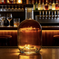 Bouteille d'alcool transparente vide personnalisée avec bouchon, pour spiritueux classiques (gin, rhum, tequila, whisky, brandy), 375 ml, 500 ml, 750 ml