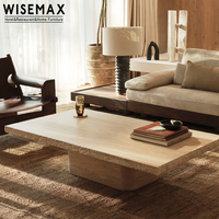 WISEMAX FURNITURE Wabisabi Design minimaliste Marbre naturel Travertin Pierre Centre Table Canapés Set Table basse pour le salon