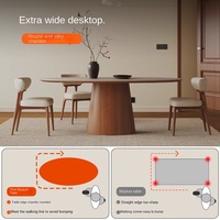 Mesa de Comedor Ovalada de Estilo Retro Francés de Lujo con Base de Madera Maciza y Patas Extraíbles para Hogar y Hoteles