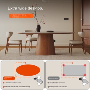 Tavolo da <span class=keywords><strong>Pranzo</strong></span> di Lusso in Stile Retrò Francese con Piano in Pietra Ovale e Base in Legno Massello con Gambe Rimovibili per Casa e Hotel - Product Image 3