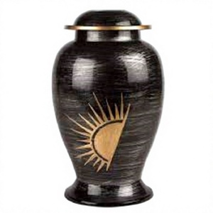 Urna de cremación americana, urna funeraria, medio Sol, urna de cremación con acabado antiguo y recuerdo para cenizas humanas, estilo adulto - Product Image 1