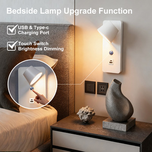 Appliques murales LED avec interrupteur et interface USB, luminaires muraux blancs et noirs tendance, luminaire pour couloir, allée, éclairage d'appoint, applique murale artistique - Product Image 6