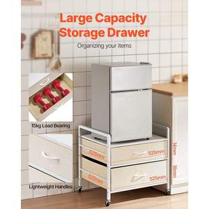 Rak Penyimpanan Lipat Bertumpuk 2 Laci <span class=keywords><strong>Mini</strong></span> Fridge Stand, Kapasitas 176 Lbs, Lima Lapis, untuk Kamar Mandi dan Lemari - Product Image 4