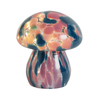 Lampe de table de chevet champignon bleu moderne Style postmoderne Petit bureau de chevet en verre avec abat-jour ovale alimenté par batterie pour chambre à coucher
