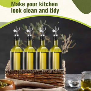 Ensemble de bouteilles d'huile d'olive vertes en verre avec verseur métallique et entonnoir pour la cuisine et le stockage - Product Image 3