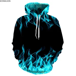 Толстовка с капюшоном для мужчин и женщин, пуловер с 3D Цифровым принтом огня, повседневный Свитшот унисекс, цветной рисунок пламени, осень 2022