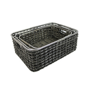 Multifunctional hand knitting braided cotton rope storage basket closet storage and organizing