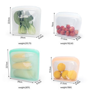 Çevre dostu kullanımlık ayakta duran torba buzdolabı dondurucu taze LFGB fermuar depolama Zip kilit aperatif için silikon gıda çanta Set - Product Image 2