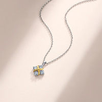 Nouveaux bijoux en moissanite, argent sterling S925, élégant, unique, collier pendentif en moissanite à quatre pierres, plaqué or, chaîne en corde, GRA