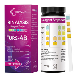 Bandelettes réactives URS-4B pour analyse d'<span class=keywords><strong>urine</strong></span> à domicile, multiparamètres, pour le glucose, le pH, les protéines et le sang - Product Image 1