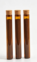 Tube en verre à ouverture plate avec bouchon en liège, tube d'emballage en verre pour le thé, les épices, les herbes séchées et les bâtonnets d'encens
