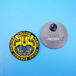 Badge en émail Transformers Yellow Rebel Racing, alliage de zinc, boucle papillon, épingle métallique personnalisée, cadeau - Product Image 3